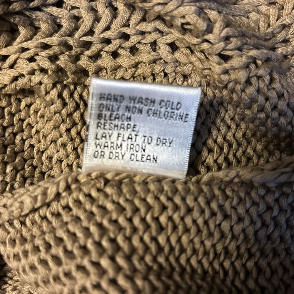 TALBOTS Brown Mercerized Cotton Hooded Cable Knit Sweater Size 3X